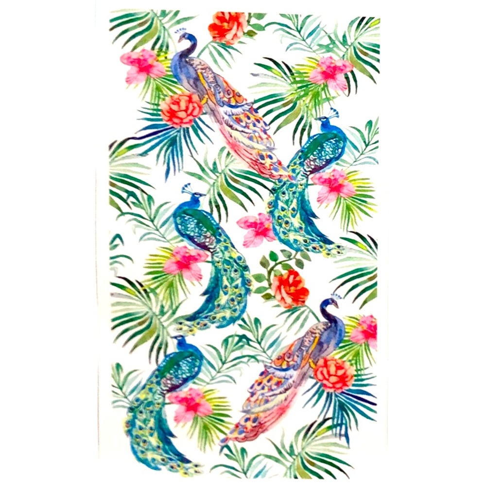 CaroHome Floral Peacock Cotton Beach Towel 40” x 70”